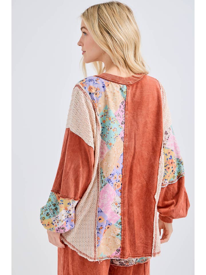 Mineral Washed Floral Boho Top