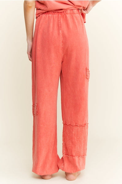 Mineralwash Eyelet Detailed Boho Joggers