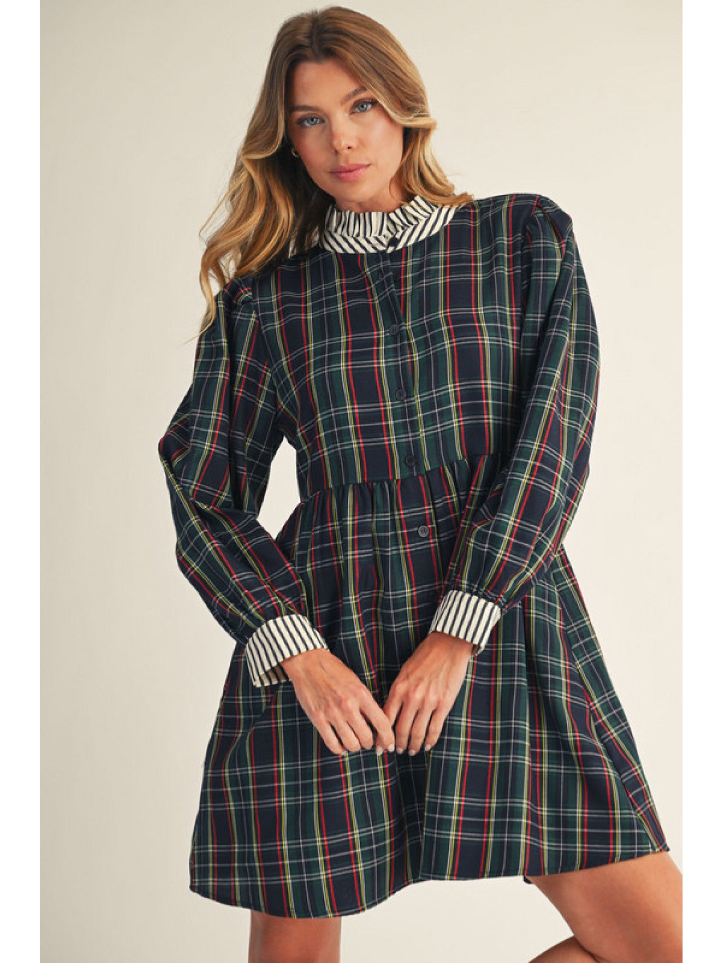 Green and Navy Plaid Dress