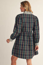 Green and Navy Plaid Dress