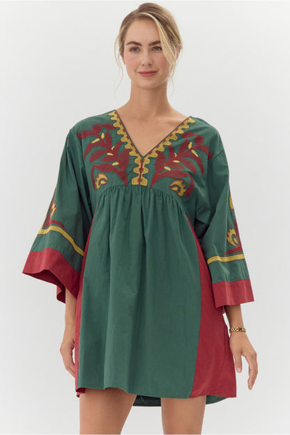 Embroidered Baby Doll Dress