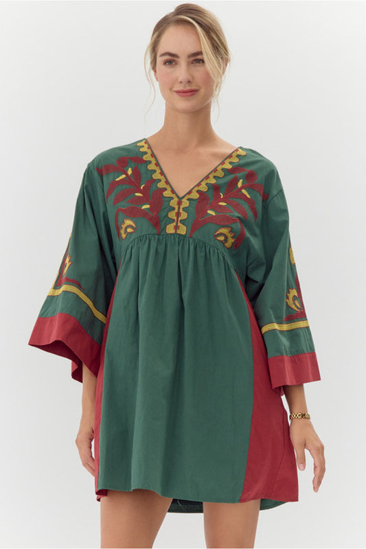 Embroidered Baby Doll Dress