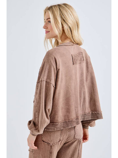 Mineral Washed Button Down Fall Cardigan