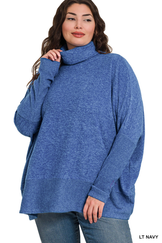 Plus Turtleneck Sweater- Light Navy