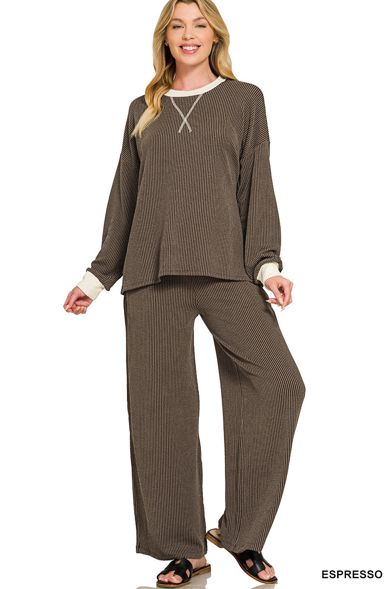 Raised Rib Pullover and Pants Set