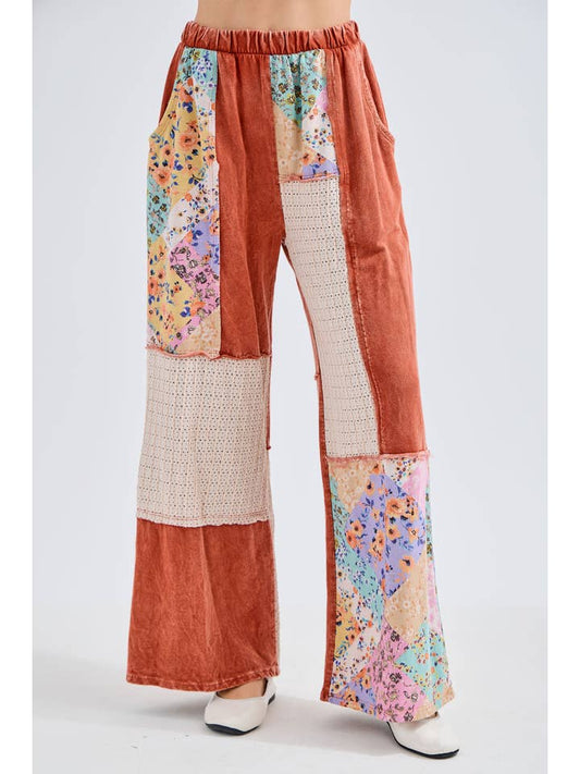 Mineral Washed Floral  Boho Pants